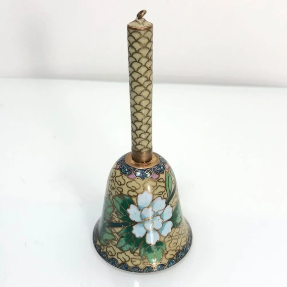 Vintage Small Floral Motif Cloisonne Bell - Picture 1 of 10